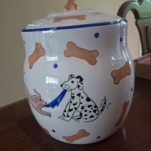 Inspirado Stonelight Charming Dog Treat Jar with Bone and Pet Design